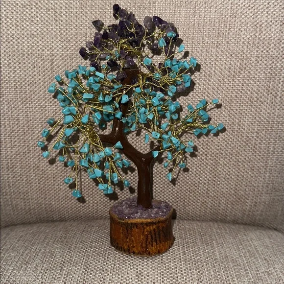 Turquoise Amethyst Tree of Life - Feng Shui Money Crystal - Natural Amethyst -l - Picture 2 of 5